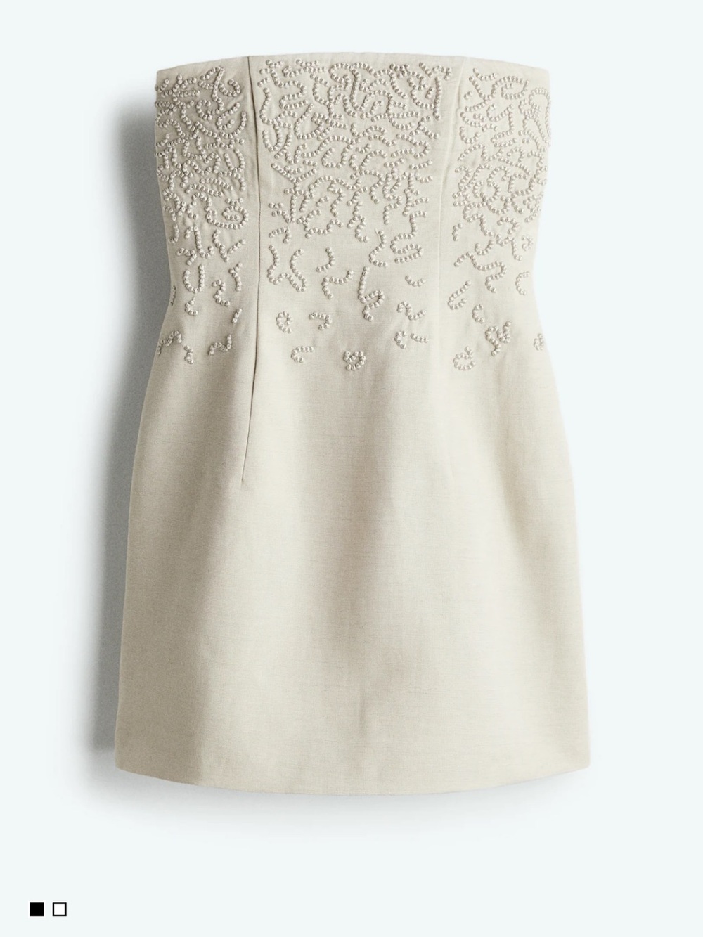 H&M embroidery Strapless Mini Dress in Cream
